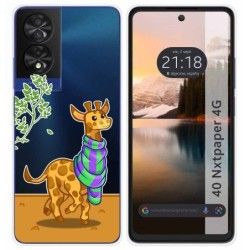 Funda Silicona Transparente para TCL 40 NXTPAPER diseño Jirafa Dibujos