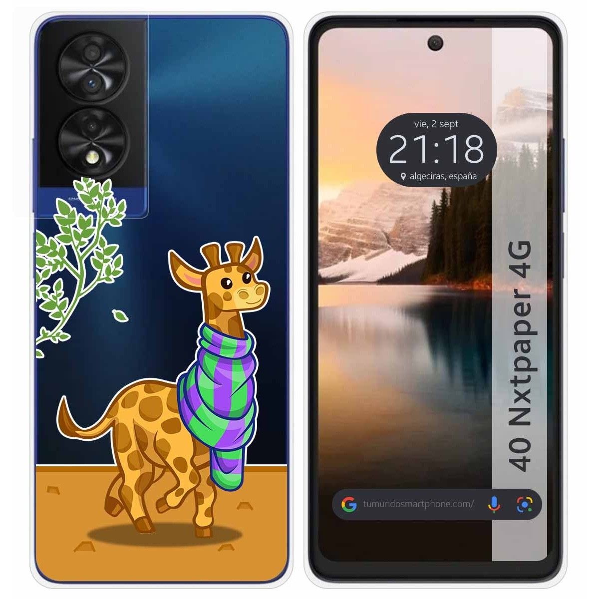 Funda Silicona Transparente para TCL 40 NXTPAPER diseño Jirafa Dibujos
