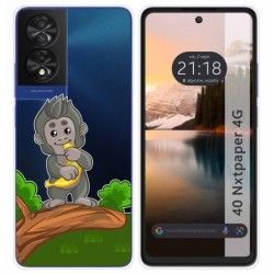 Funda Silicona Transparente para TCL 40 NXTPAPER diseño Mono Dibujos