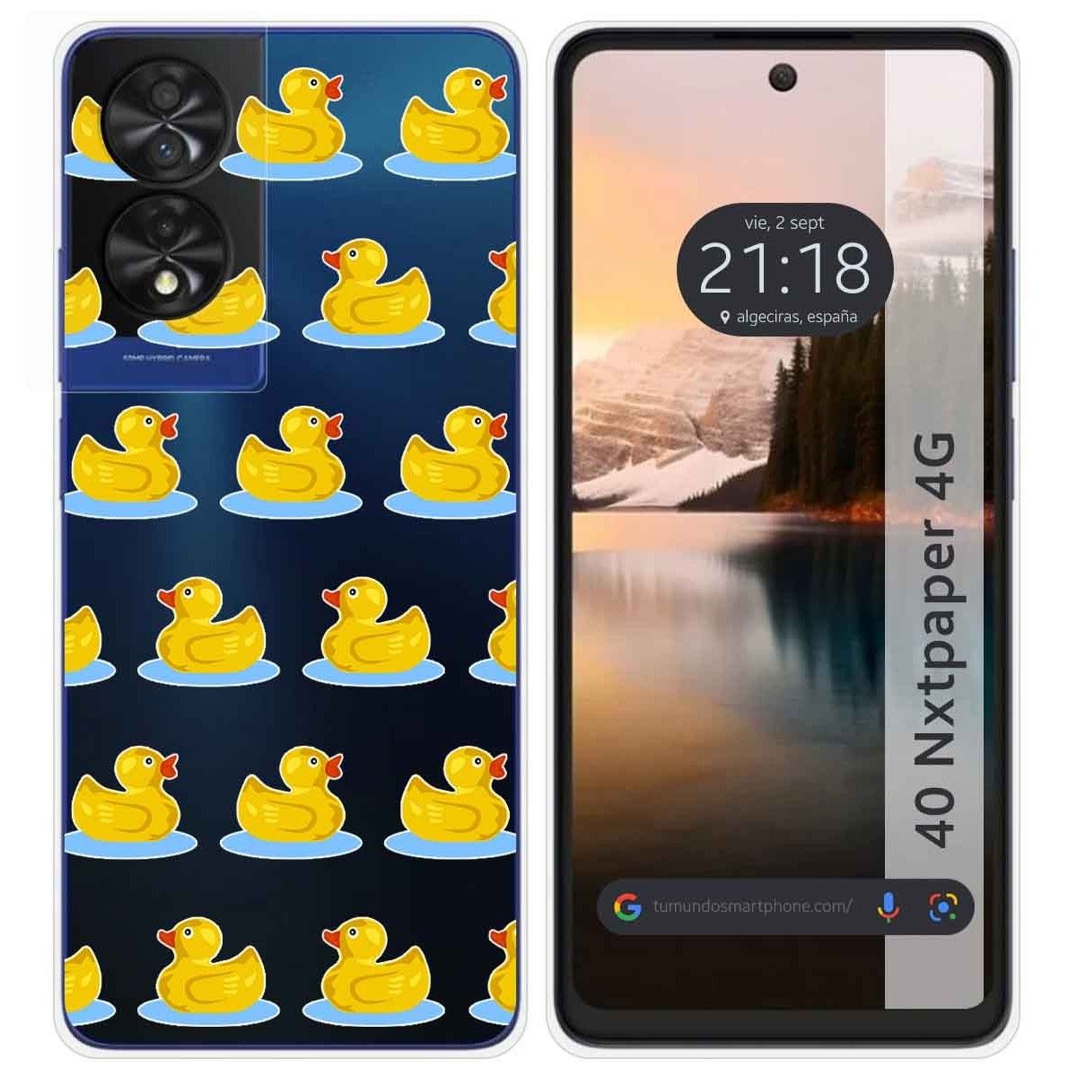 Funda Silicona Transparente para TCL 40 NXTPAPER diseño Pato Dibujos