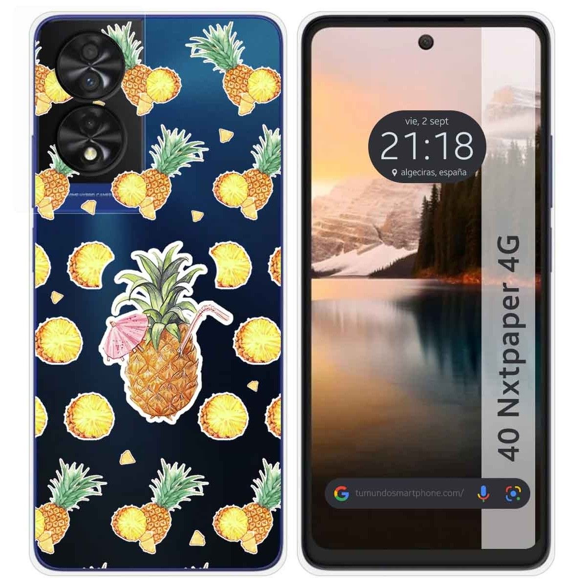 Funda Silicona Transparente para TCL 40 NXTPAPER diseño Piña Dibujos