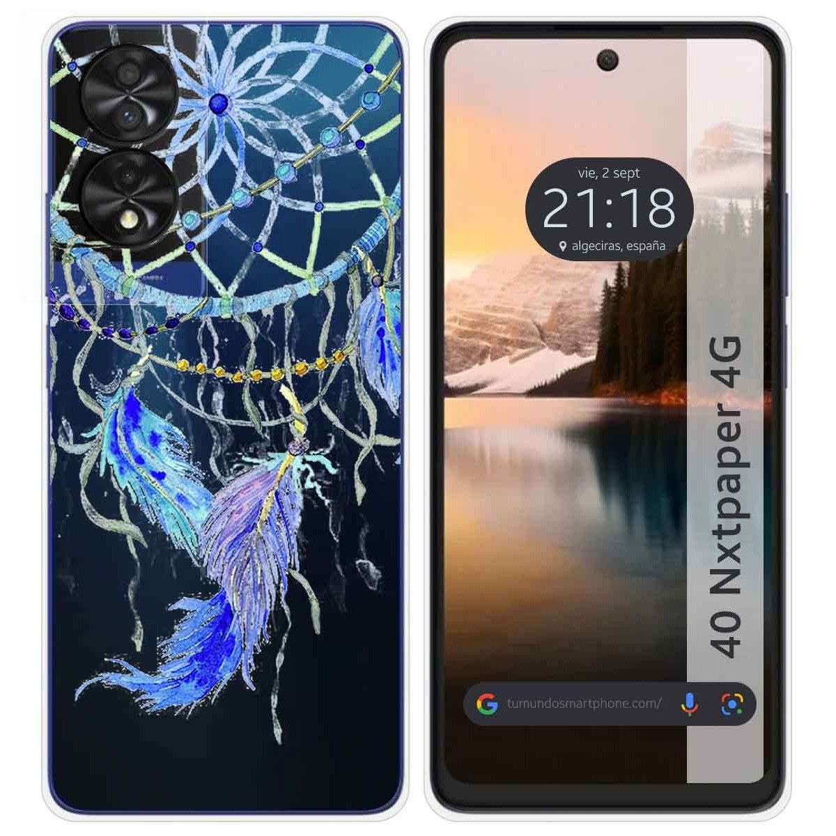 Funda Silicona Transparente para TCL 40 NXTPAPER diseño Plumas Dibujos