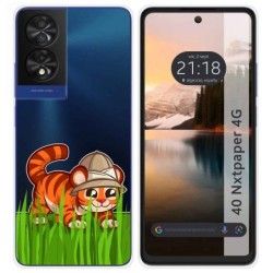 Funda Silicona Transparente para TCL 40 NXTPAPER diseño Tigre Dibujos