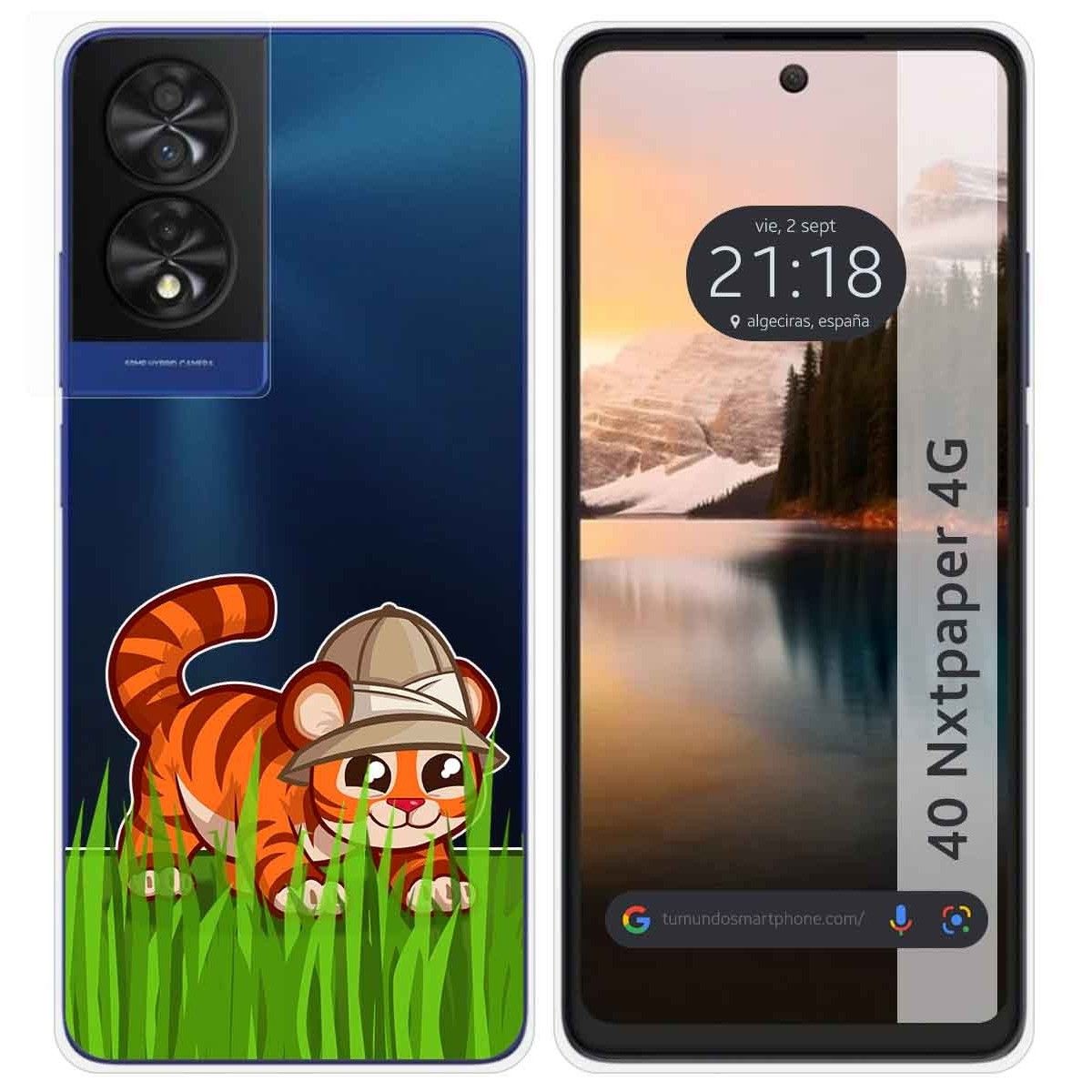 Funda Silicona Transparente para TCL 40 NXTPAPER diseño Tigre Dibujos