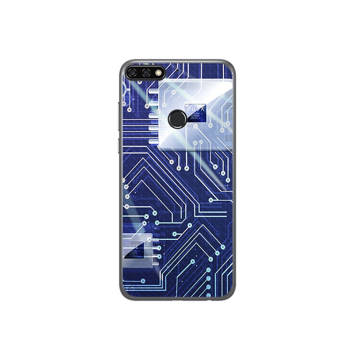 Funda Gel Tpu para Huawei Honor 7C / Y7 2018 Diseño Circuito Dibujos