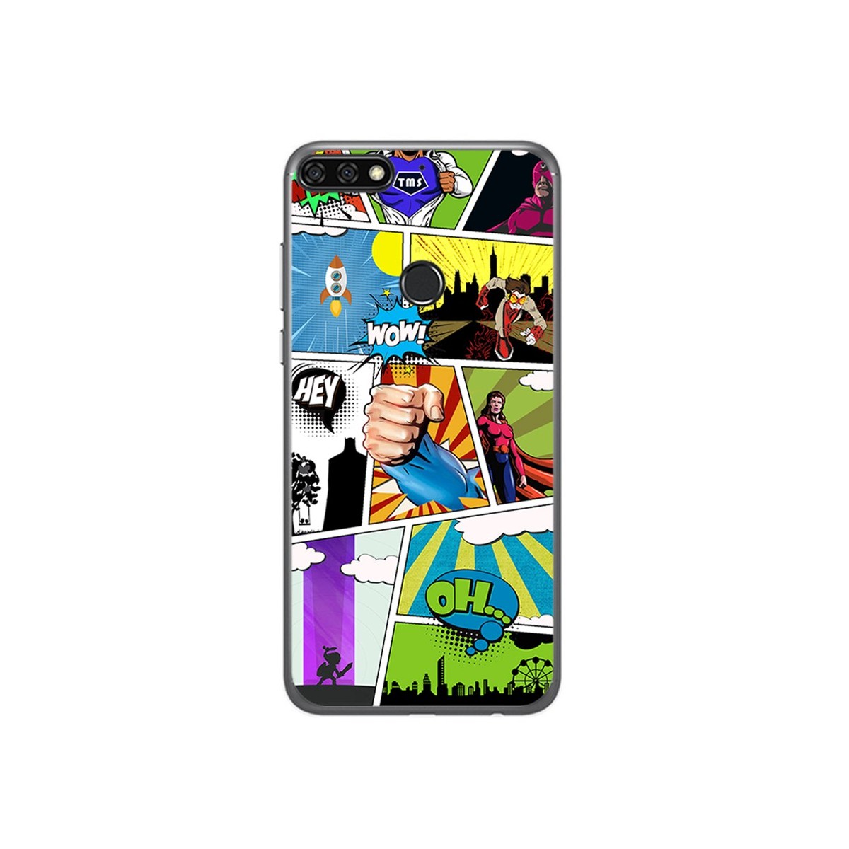 Funda Gel Tpu para Huawei Honor 7C / Y7 2018 Diseño Comic Dibujos