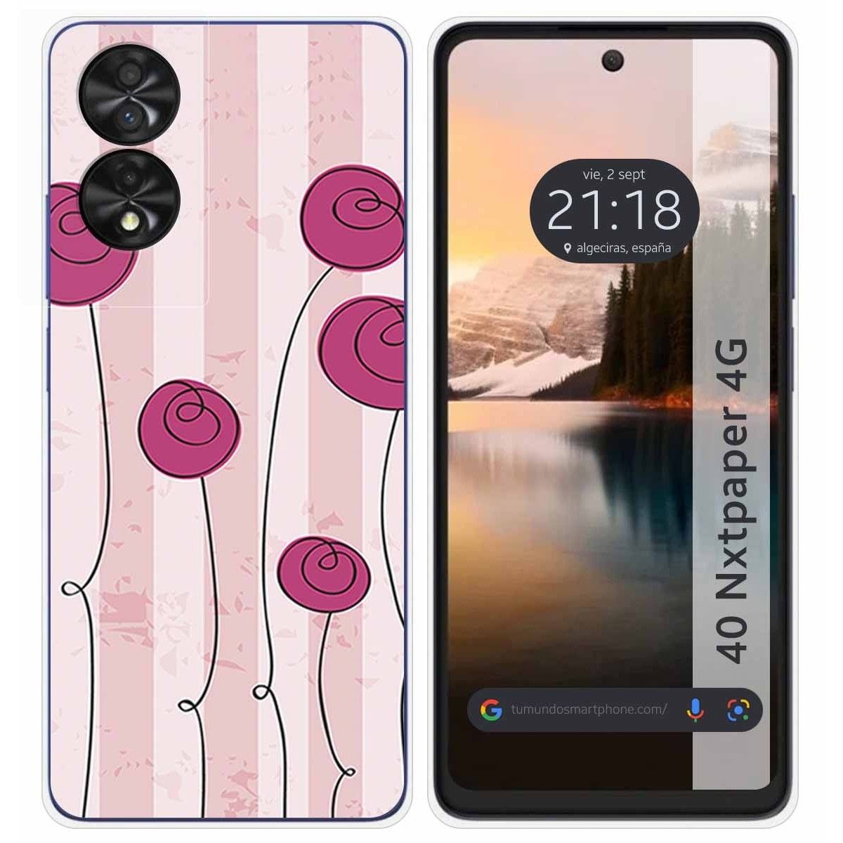 Funda Silicona para TCL 40 NXTPAPER diseño Flores Vintage Dibujos