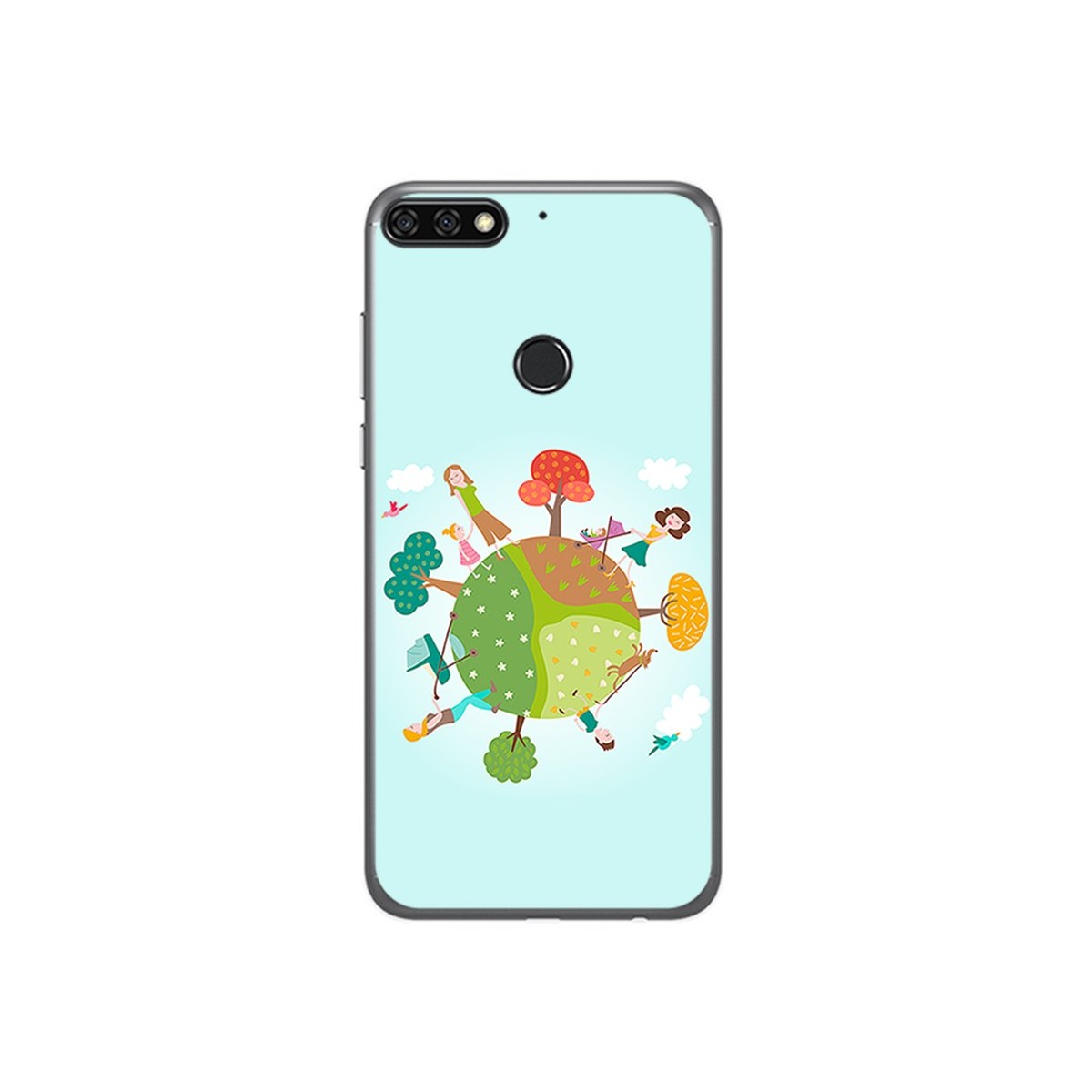 Funda Gel Tpu para Huawei Honor 7C / Y7 2018 Diseño Familia Dibujos