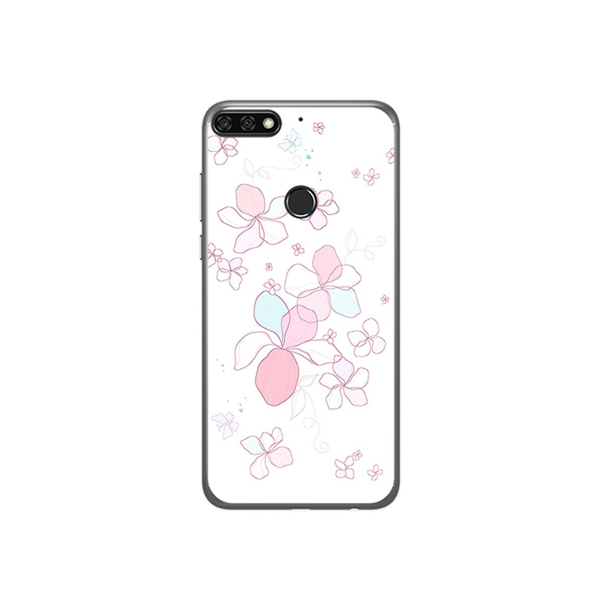 Funda Gel Tpu para Huawei Honor 7C / Y7 2018 Diseño Flores Minimal Dibujos