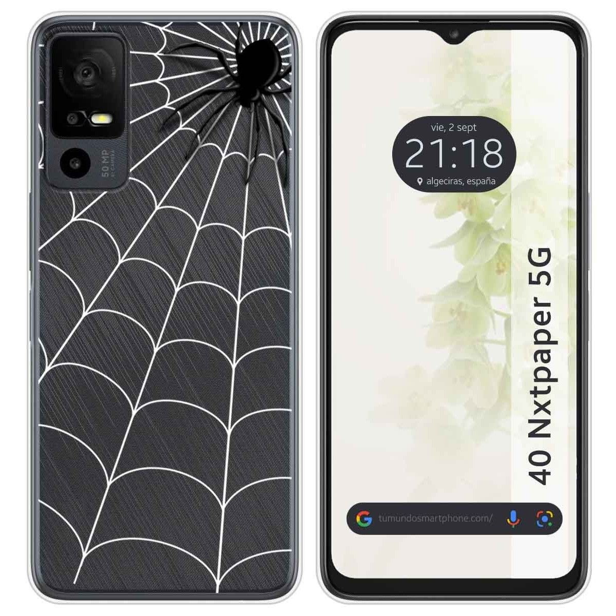 Funda Silicona Transparente para TCL 40 NXTPAPER 5G diseño Araña Dibujos