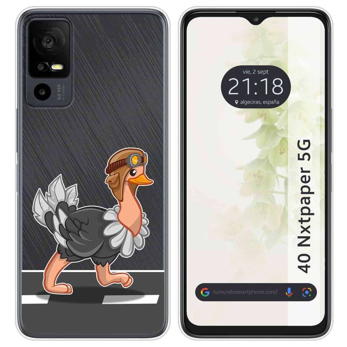 Funda Silicona Transparente para TCL 40 NXTPAPER 5G diseño Avestruz Dibujos
