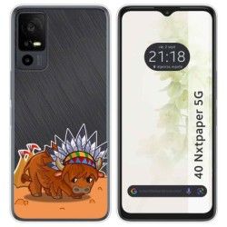 Funda Silicona Transparente para TCL 40 NXTPAPER 5G diseño Bufalo Dibujos