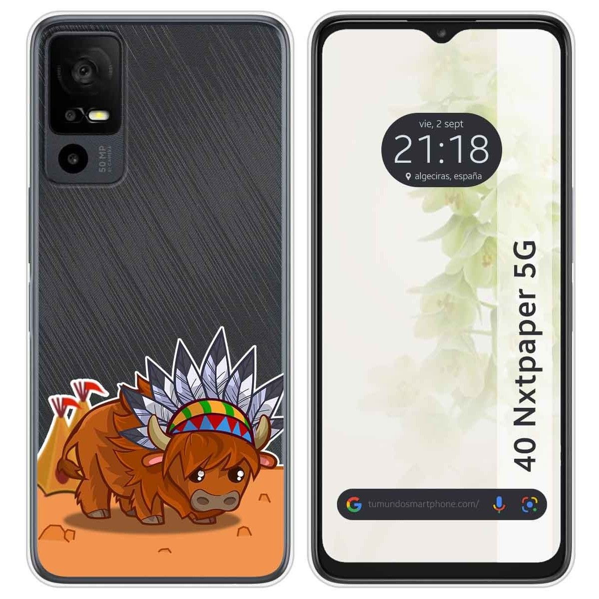 Funda Silicona Transparente para TCL 40 NXTPAPER 5G diseño Bufalo Dibujos
