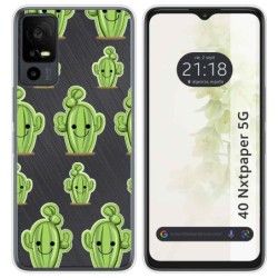 Funda Silicona Transparente para TCL 40 NXTPAPER 5G diseño Cactus Dibujos