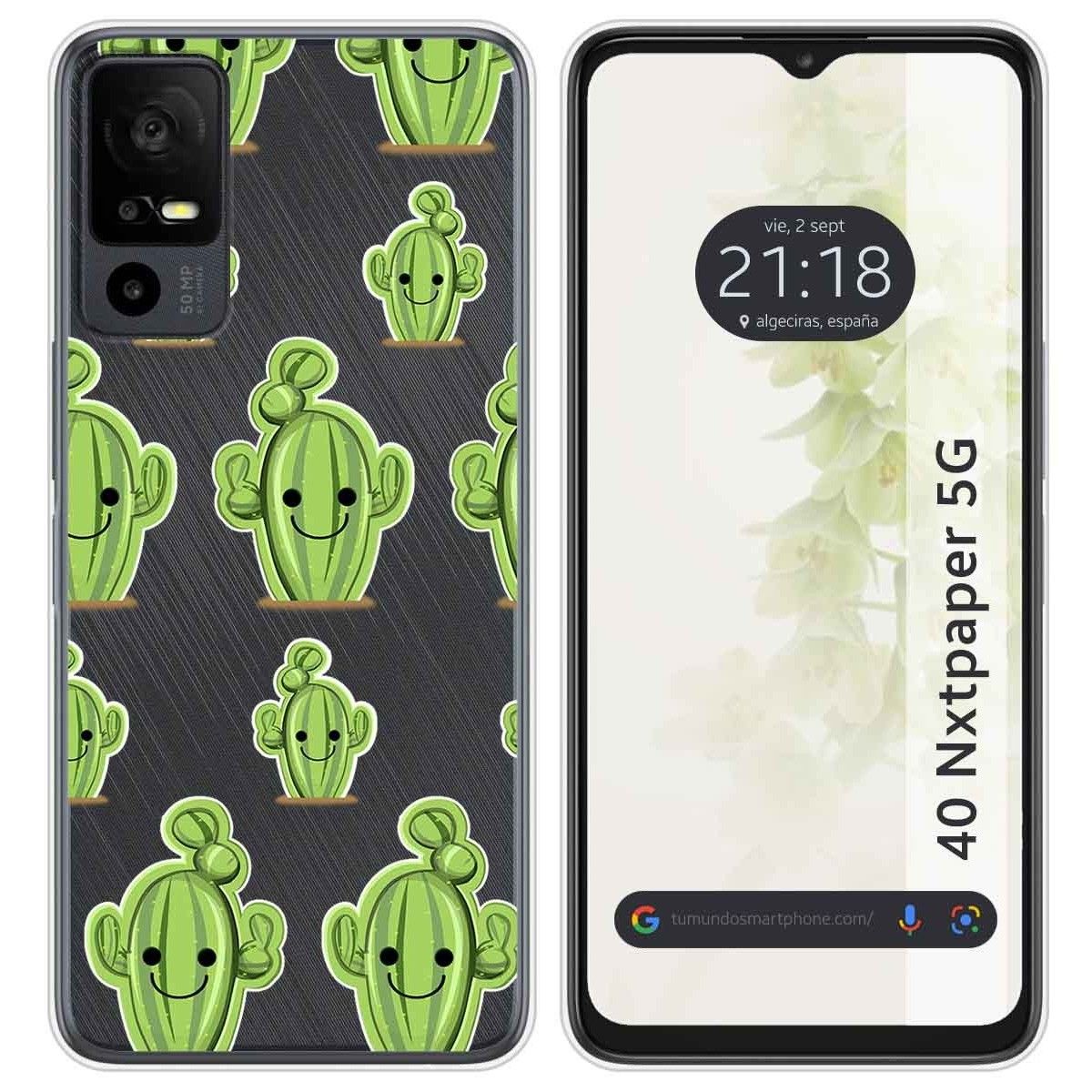 Funda Silicona Transparente para TCL 40 NXTPAPER 5G diseño Cactus Dibujos