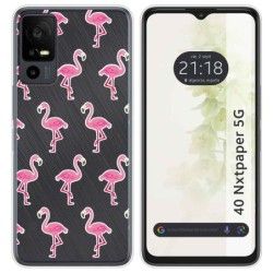 Funda Silicona Transparente para TCL 40 NXTPAPER 5G diseño Flamenco Dibujos