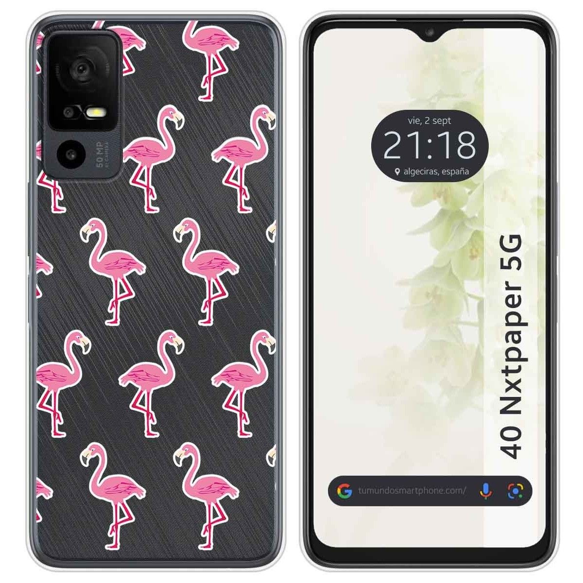 Funda Silicona Transparente para TCL 40 NXTPAPER 5G diseño Flamenco Dibujos
