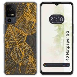 Funda Silicona Transparente para TCL 40 NXTPAPER 5G diseño Hojas Dibujos