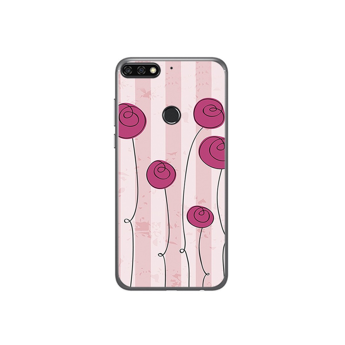 Funda Gel Tpu para Huawei Honor 7C / Y7 2018 Diseño Flores Vintage Dibujos