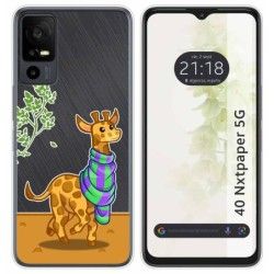 Funda Silicona Transparente para TCL 40 NXTPAPER 5G diseño Jirafa Dibujos