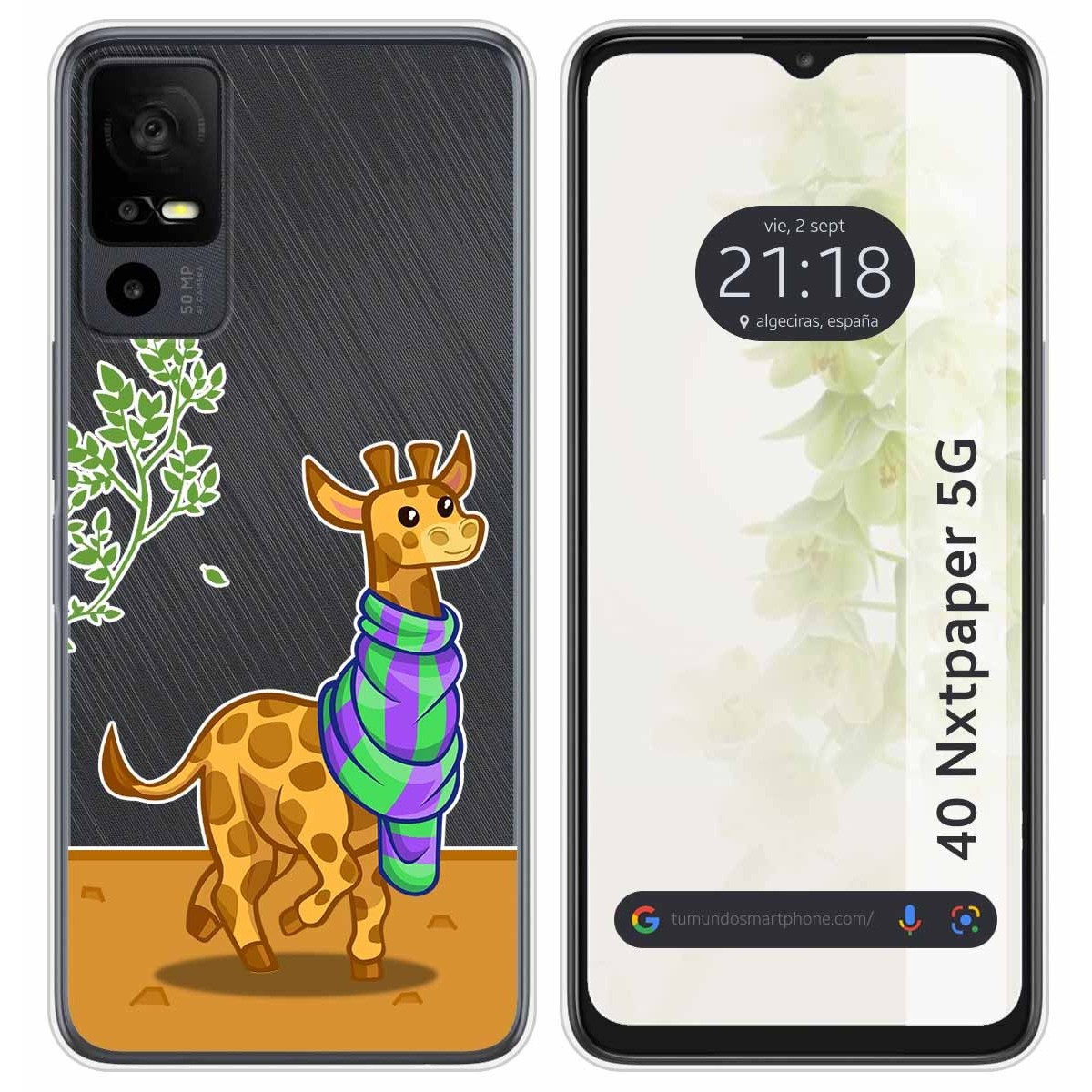 Funda Silicona Transparente para TCL 40 NXTPAPER 5G diseño Jirafa Dibujos
