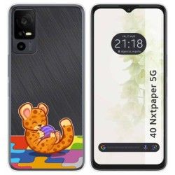 Funda Silicona Transparente para TCL 40 NXTPAPER 5G diseño Leopardo Dibujos