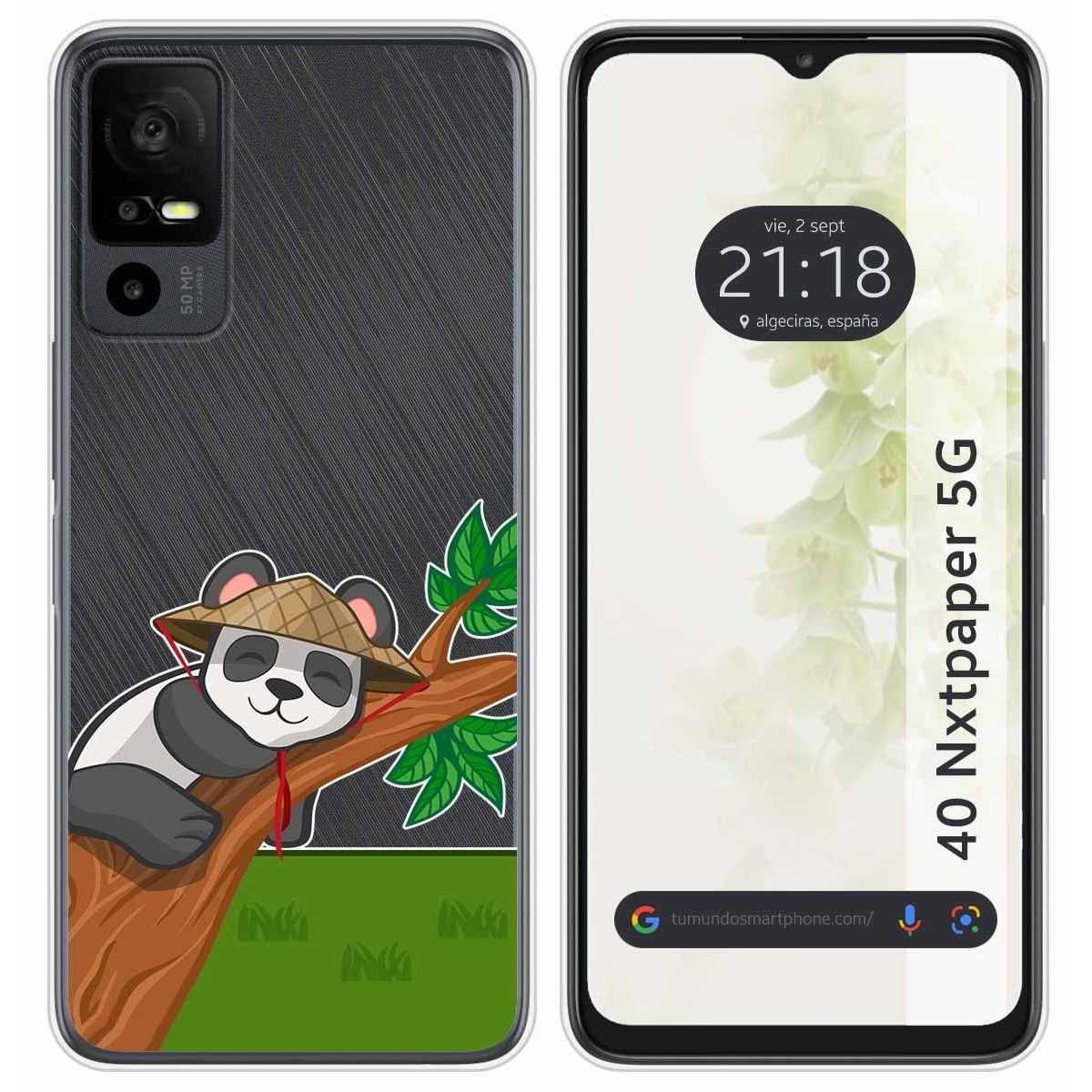 Funda Silicona Transparente para TCL 40 NXTPAPER 5G diseño Panda Dibujos