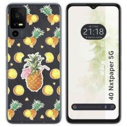 Funda Silicona Transparente para TCL 40 NXTPAPER 5G diseño Piña Dibujos