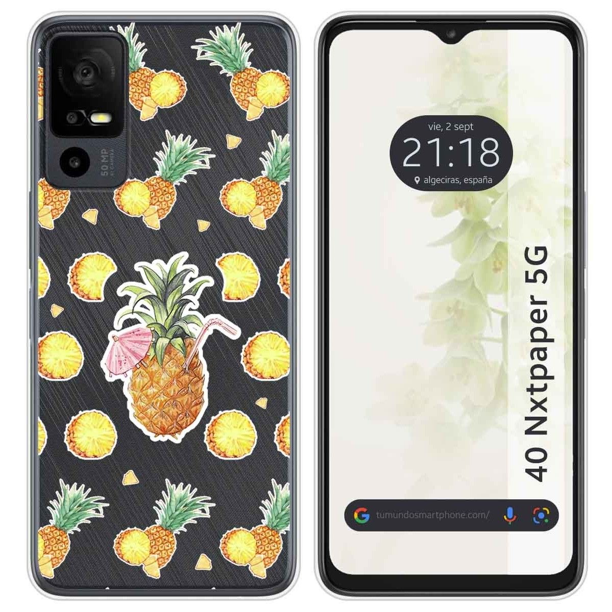 Funda Silicona Transparente para TCL 40 NXTPAPER 5G diseño Piña Dibujos