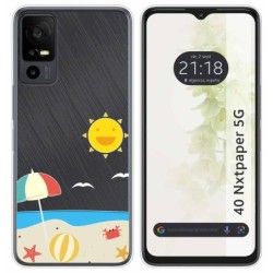 Funda Silicona Transparente para TCL 40 NXTPAPER 5G diseño Playa Dibujos