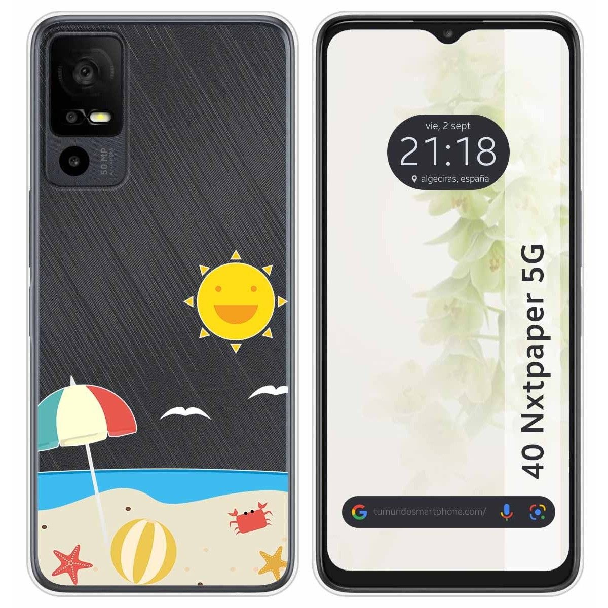 Funda Silicona Transparente para TCL 40 NXTPAPER 5G diseño Playa Dibujos