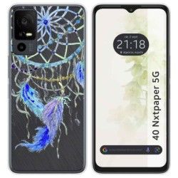 Funda Silicona Transparente para TCL 40 NXTPAPER 5G diseño Plumas Dibujos