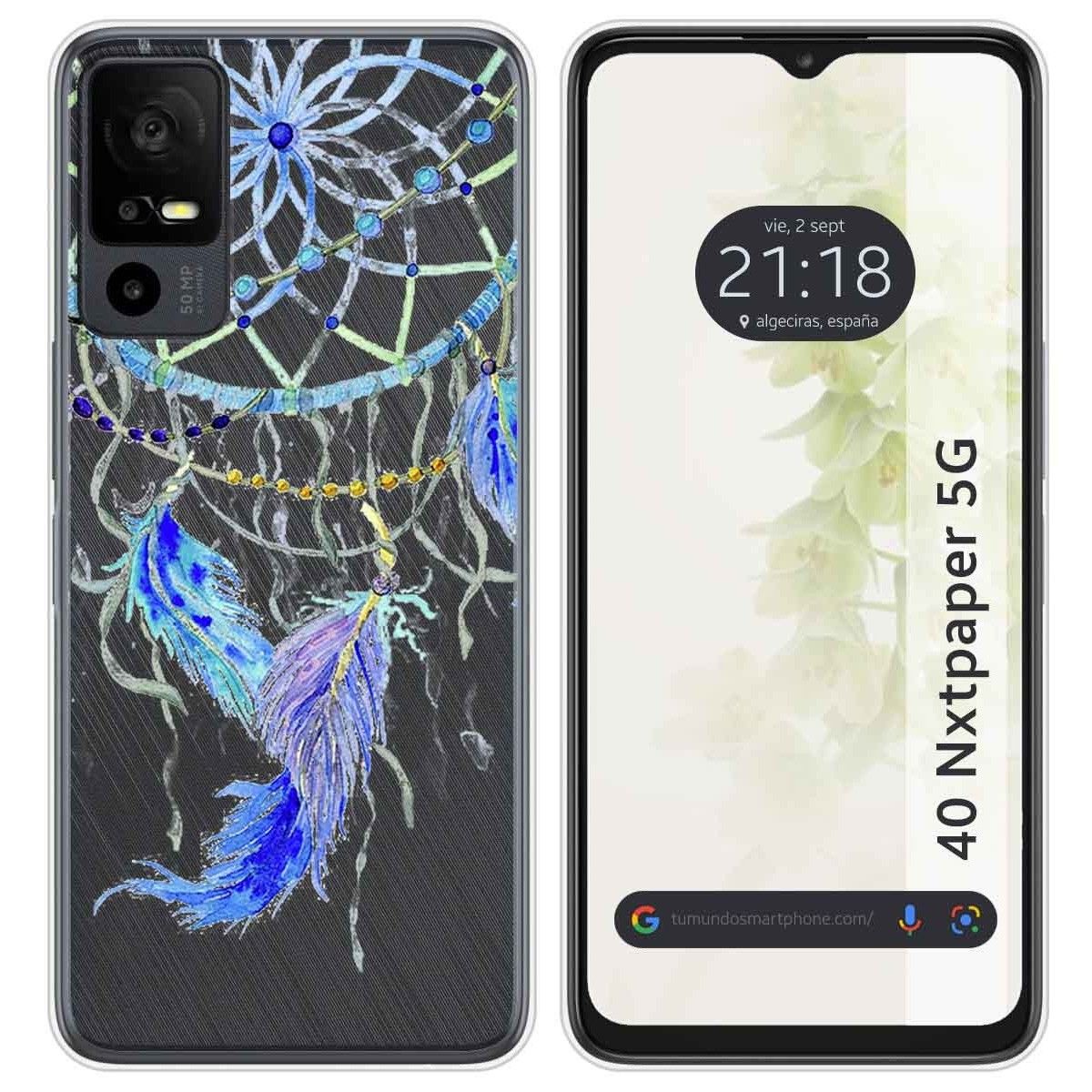 Funda Silicona Transparente para TCL 40 NXTPAPER 5G diseño Plumas Dibujos