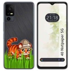 Funda Silicona Transparente para TCL 40 NXTPAPER 5G diseño Tigre Dibujos