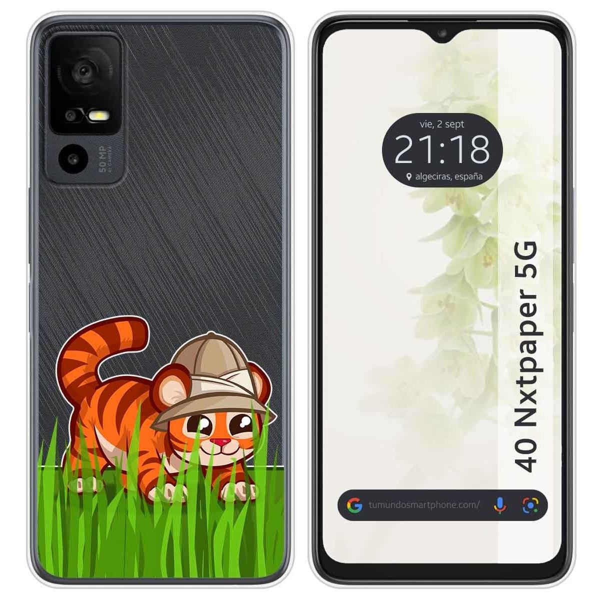 Funda Silicona Transparente para TCL 40 NXTPAPER 5G diseño Tigre Dibujos