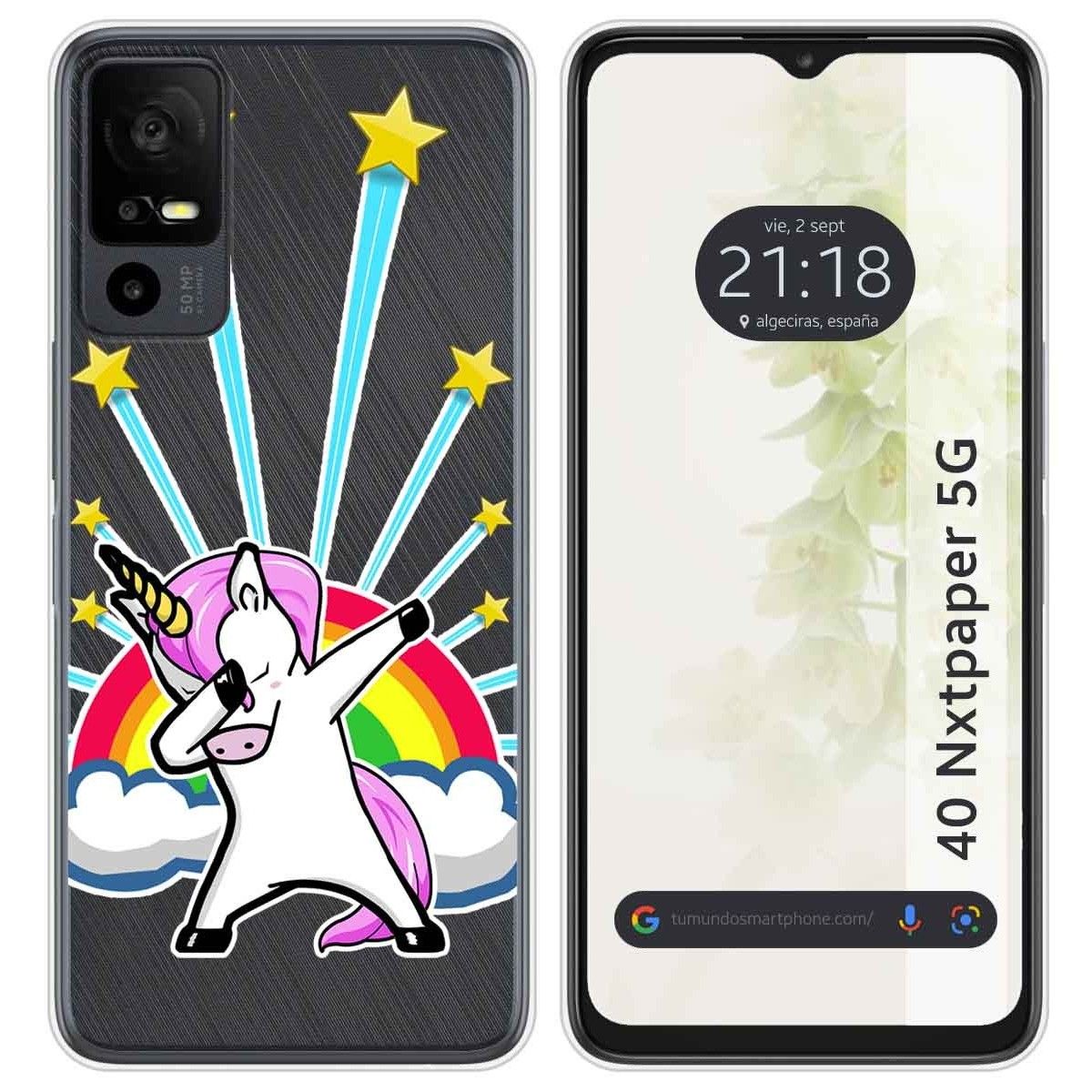 Funda Silicona Transparente para TCL 40 NXTPAPER 5G diseño Unicornio Dibujos