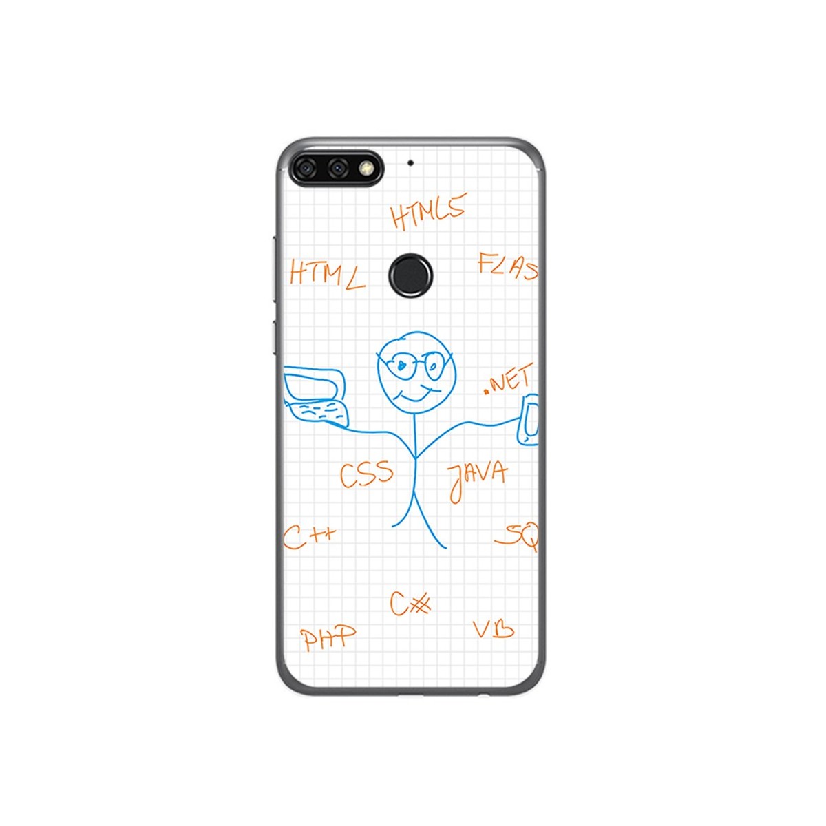 Funda Gel Tpu para Huawei Honor 7C / Y7 2018 Diseño Informatico Dibujos