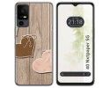 Funda Silicona para TCL 40 NXTPAPER 5G diseño Corazones Madera Dibujos
