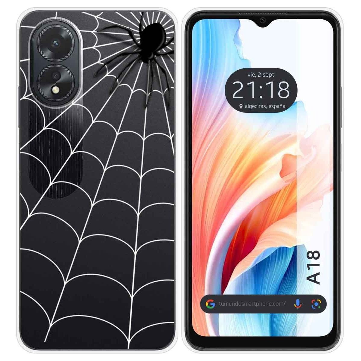 Funda Silicona Transparente para Oppo A18 diseño Araña Dibujos