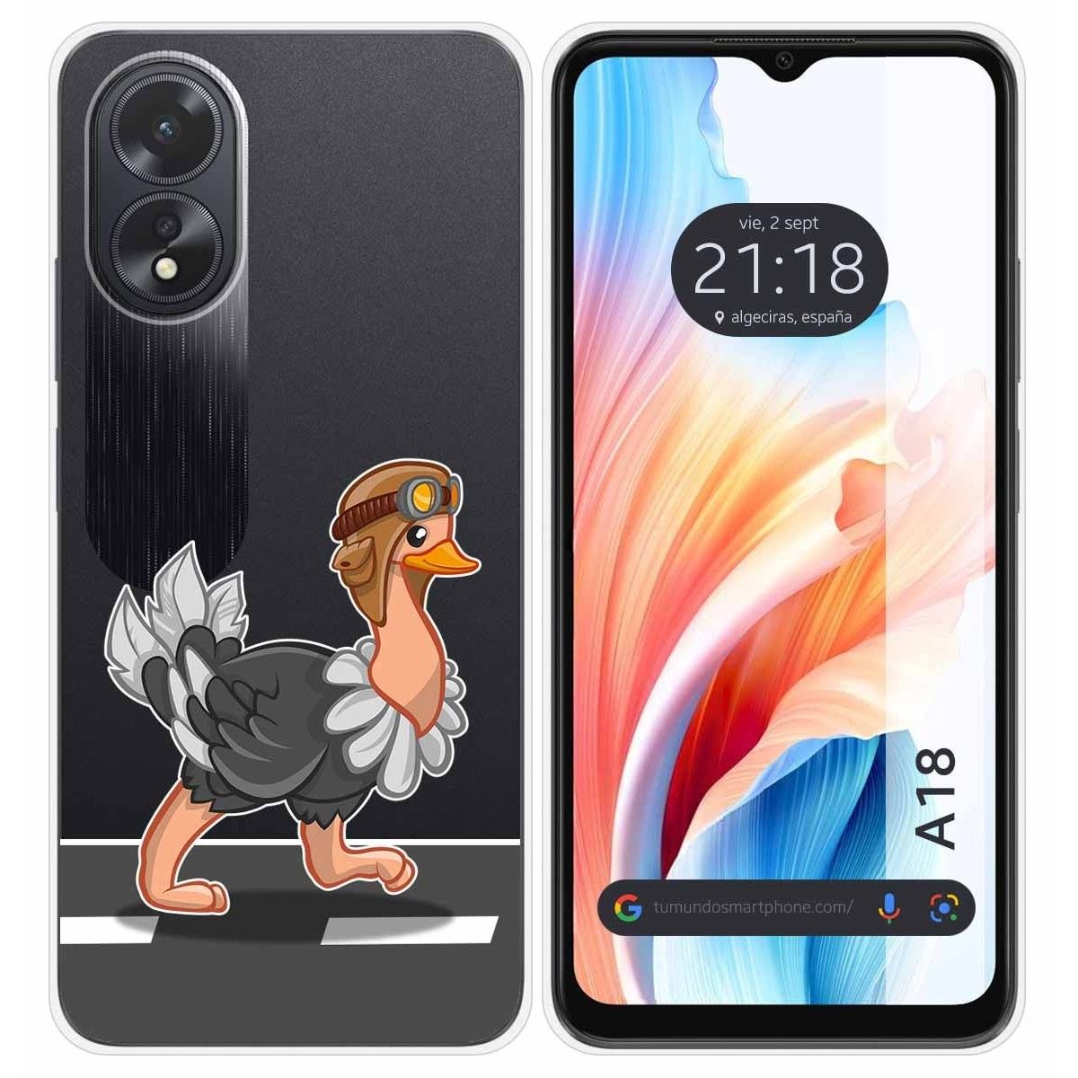 Funda Silicona Transparente para Oppo A18 diseño Avestruz Dibujos