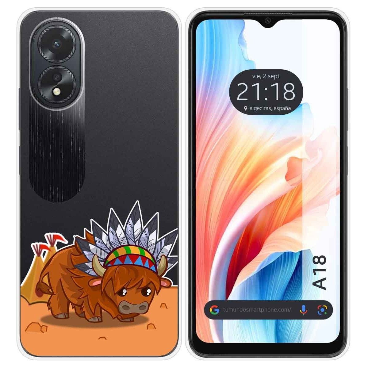 Funda Silicona Transparente para Oppo A18 diseño Bufalo Dibujos