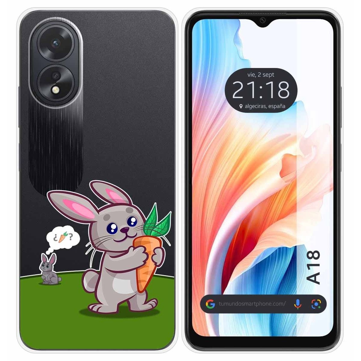 Funda Silicona Transparente para Oppo A18 diseño Conejo Dibujos