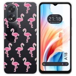 Funda Silicona Transparente para Oppo A18 diseño Flamenco Dibujos