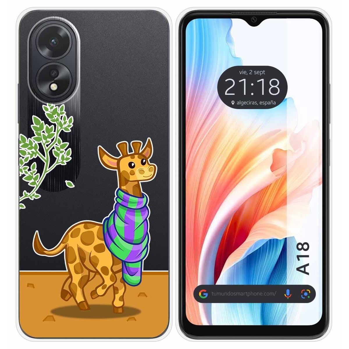 Funda Silicona Transparente para Oppo A18 diseño Jirafa Dibujos