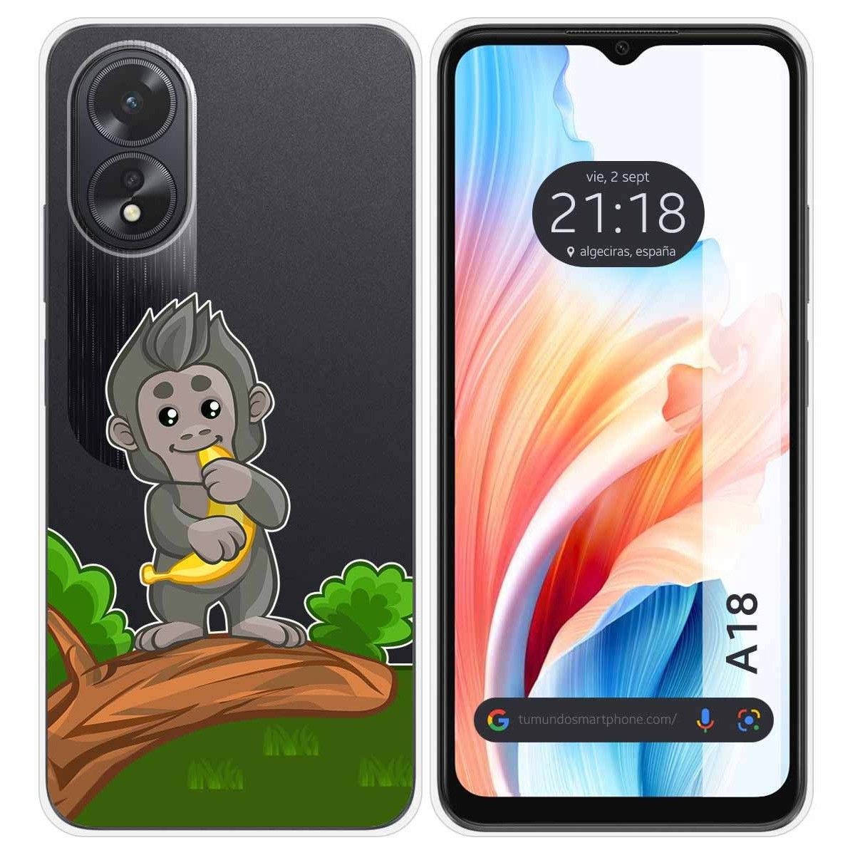 Funda Silicona Transparente para Oppo A18 diseño Mono Dibujos