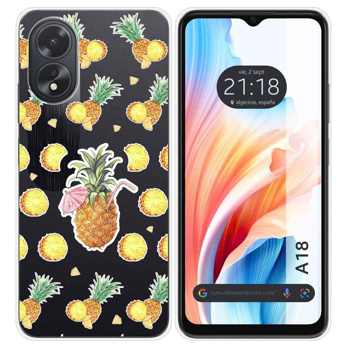 Funda Silicona Transparente para Oppo A18 diseño Piña Dibujos