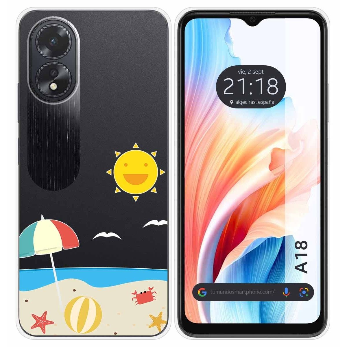 Funda Silicona Transparente para Oppo A18 diseño Playa Dibujos