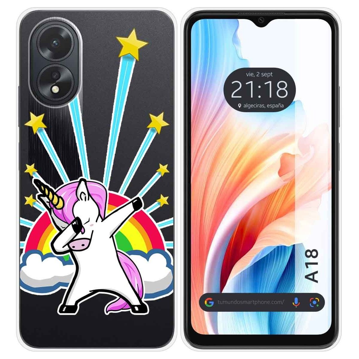 Funda Silicona Transparente para Oppo A18 diseño Unicornio Dibujos