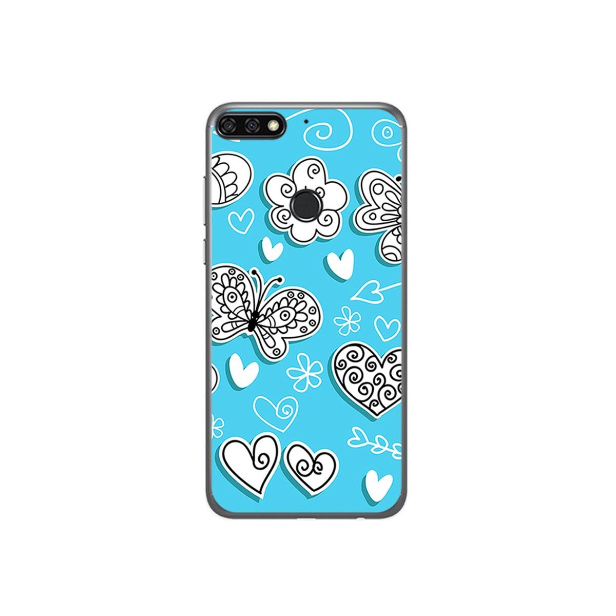 Funda Gel Tpu para Huawei Honor 7C / Y7 2018 Diseño Mariposas Dibujos