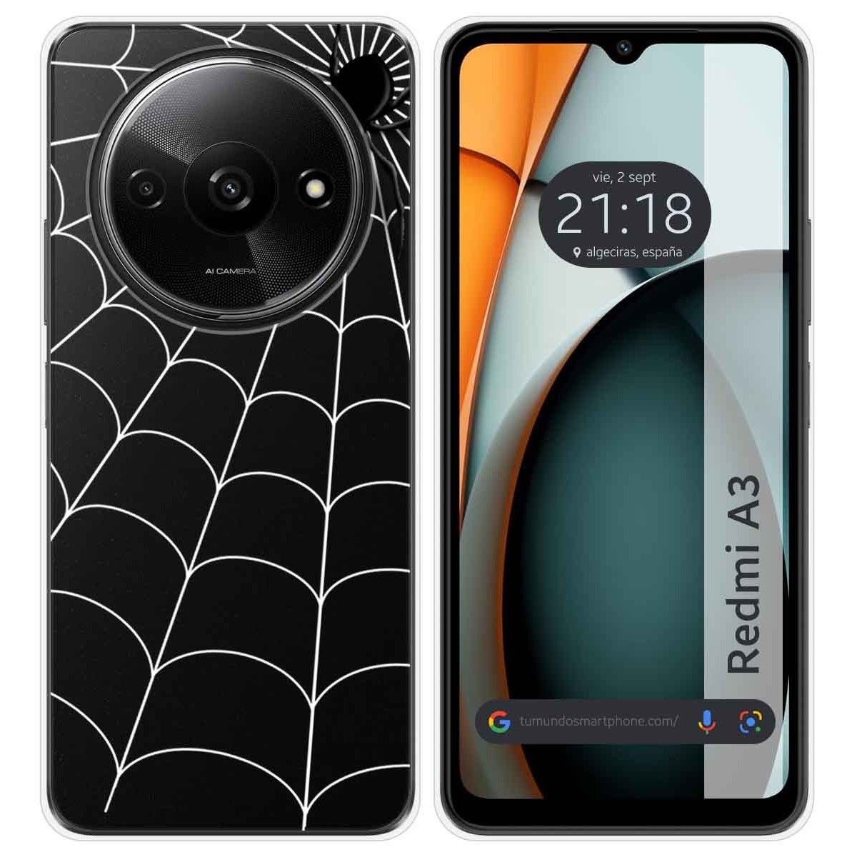 Funda Silicona Transparente para Xiaomi Redmi A3 diseño Araña Dibujos